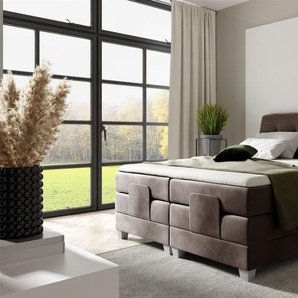 Boxspringbett Elektrisch Bett FRANCO 200x200cm in Stoff Fresh Schokobraun