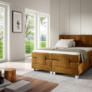 Boxspringbett Elektrisch Bett HENRY 120x200cm in Stoff Fresh Senfgelb
