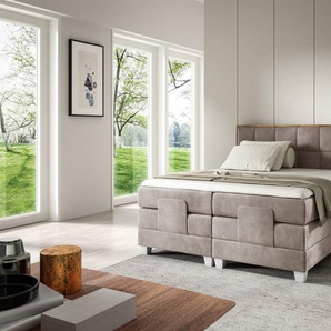 Boxspringbett Elektrisch Bett HENRY 140x200cm in Stoff Fresh Beige