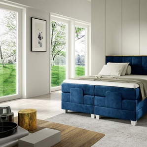 Boxspringbett Elektrisch Bett HENRY 160x200cm in Stoff Fresh Blau