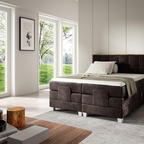 Boxspringbett Elektrisch Bett HENRY 160x200cm in Stoff Fresh Dunkelbraun