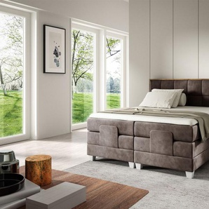 Boxspringbett Elektrisch Bett HENRY 180x200cm in Stoff Fresh Braun