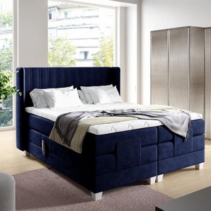 Boxspringbett Elektrisch Bett MAGNUS 160x200cm in Stoff Salvador Dunkelblau