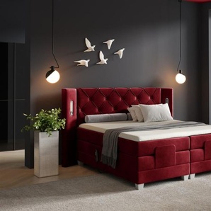 Boxspringbett Elektrisch Bett STEVE 180x200cm in Stoff Fresh Rot