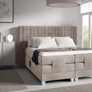 Boxspringbett Elektrisch Bett VIDAL 120x200cm in Stoff Fresh Macchiato