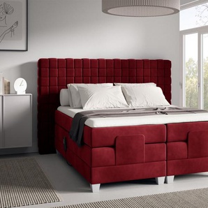 Boxspringbett Elektrisch Bett VIDAL 120x200cm in Stoff Fresh Rot