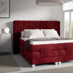Boxspringbett Elektrisch Bett VIDAL 160x200cm in Stoff Fresh Rot