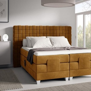 Boxspringbett Elektrisch Bett VIDAL 180x200cm in Stoff Fresh Senfgelb