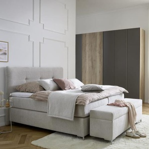 Boxspringbett Felina, hellgrau, 180 x 200 cm