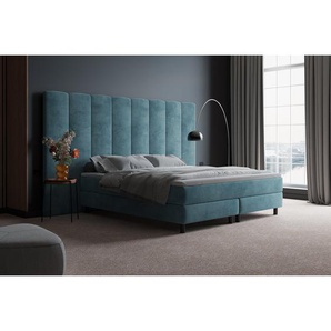 Echtes Boxspringbett Femi mit Premium Visco Topper, mit Samtstoff bezogen
