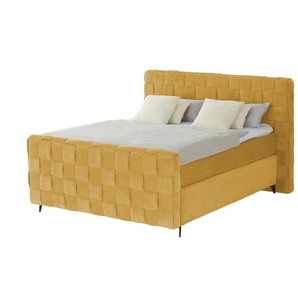Boxspringbett - gelb - Materialmix - 202 cm - 132,5 cm | Möbel Kraft