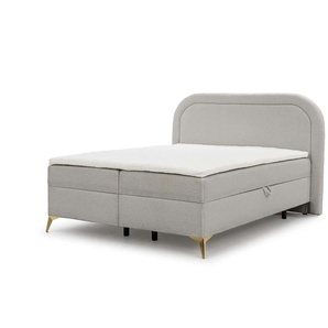 S-STYLE Boxbett mit Bettkasten  Bouclé-Stoff Sonna ¦ grau ¦ Maße (cm): B: 180 H: 120