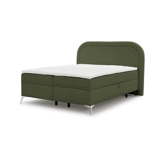 S-STYLE Boxbett mit Bettkasten  Bouclé-Stoff Sonna ¦ grün ¦ Maße (cm): B: 180 H: 120