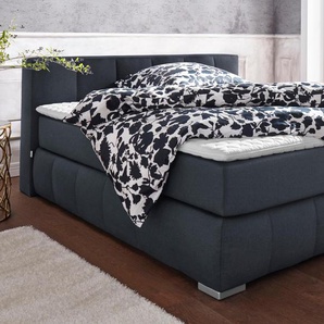 Boxspringbett Chelles, grau (anthrazit), B:187cm L:225cm, Samtoptik (100% Polyester), Bezug der Spiegelfläche Matratzendrell aus 100% Polyester, Struktur fein 100% Polyester), GUIDO MARIA KRETSCHMER HOME & LIVING, Komplettbetten, Boxspringbett, inkl.