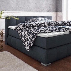 Boxspringbett Chelles, grau (anthrazit), B:207cm L:225cm, Samtoptik (100% Polyester), Bezug der Spiegelfläche Matratzendrell aus 100% Polyester, Struktur fein 100% Polyester), GUIDO MARIA KRETSCHMER HOME & LIVING, Komplettbetten, Boxspringbett, inkl.