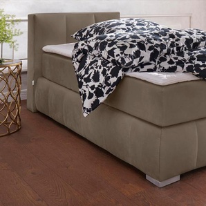 Boxspringbett GUIDO MARIA KRETSCHMER HOME&LIVING Chelles Komplettbetten Gr. Samtoptik, Liegefläche B/L: 100 cm x 200 cm Betthöhe: 54 cm, Gewicht bis: 100 kg H3, Bonnell-Federkernmatratze, grau (taupe) Boxspringbetten ohne Bettkasten inkl.