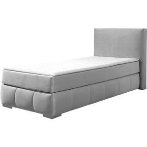 Boxspringbett GUIDO MARIA KRETSCHMER HOME&LIVING Wehma Komplettbetten Gr. Samtstoff, Liegefläche B/L: 100 cm x 200 cm Betthöhe: 54 cm, Gewicht bis: 100 kg H3, 7-Zonen-Tonnentaschen-Federkernmatratze, silberfarben (silber) Boxspringbetten ohne Bettkasten