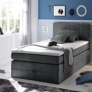 Boxspringbett Harvi 120 x 200cm Microfaser Sole Grau/Graphit