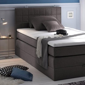 Boxspringbett Hawaii 2, Soro 97 anthrazit, 120 x 200 cm, inkl. Topper und Bettkasten
