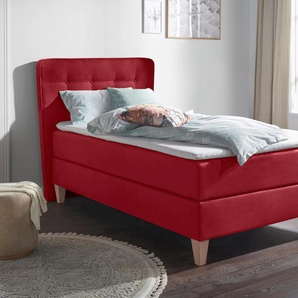 Boxspringbett HOME AFFAIRE Ascola Komplettbetten Gr. Struktur, Liegefläche B/L: 100 cm x 200 cm Betthöhe: 55 cm, Gewicht bis: 100 kg H3, 7-Zonen-Kaltschaummatratze, rot Boxspringbetten ohne Bettkasten Komplettbetten incl. Topper, 5, Breiten, 3