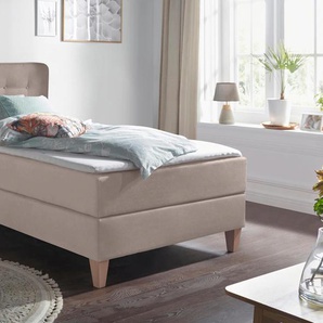 Boxspringbett HOME AFFAIRE Ascola Komplettbetten Gr. Struktur, Liegefläche B/L: 100 cm x 200 cm Betthöhe: 55 cm, Gewicht bis: 100 kg H3, 7-Zonen-Tonnentaschen-Federkernmatratze, grau (taupe) Boxspringbetten ohne Bettkasten Komplettbetten incl. Topper, 5,