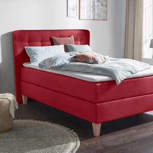 Boxspringbett HOME AFFAIRE Ascola Komplettbetten Gr. Struktur, Liegefläche B/L: 140 cm x 200 cm Betthöhe: 55 cm, Gewicht bis: 100 kg H3, Bonnell-Federkernmatratze, rot Boxspringbetten ohne Bettkasten Komplettbetten incl. Topper, 5, Breiten, 3