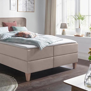 Boxspringbett HOME AFFAIRE Ascola Komplettbetten Gr. Struktur, Liegefläche B/L: 160 cm x 200 cm Betthöhe: 55 cm, H2 + H2, Bonnell-Federkernmatratze, grau (taupe) Boxspringbetten ohne Bettkasten Komplettbetten incl. Topper, 5, Breiten, 3 Ausführungen, 2