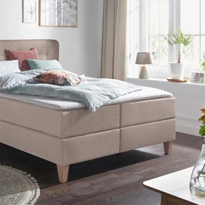 Boxspringbett HOME AFFAIRE Ascola Komplettbetten Gr. Struktur, Liegefläche B/L: 160 cm x 200 cm Betthöhe: 55 cm, H3 + H3, Bonnell-Federkernmatratze, grau (taupe) Boxspringbetten ohne Bettkasten Komplettbetten incl. Topper, 5, Breiten, 3 Ausführungen, 2