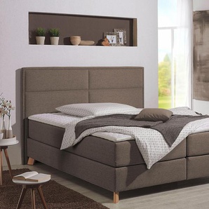Boxspringbett HOME AFFAIRE Caria Komplettbetten Gr. Struktur, Liegefläche B/L: 100 cm x 200 cm Betthöhe: 50 cm, Gewicht bis: 100 kg H3, 7-Zonen-Kaltschaummatratze, braun (hellbraun) Boxspringbetten ohne Bettkasten Komplettbetten in 5 Breiten, 3