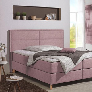 Boxspringbett HOME AFFAIRE Caria Komplettbetten Gr. Struktur, Liegefläche B/L: 100 cm x 200 cm Betthöhe: 50 cm, Gewicht bis: 80 kg H2, 7-Zonen-Tonnentaschen-Federkernmatratze, rosa Boxspringbett Boxspringbetten ohne Bettkasten