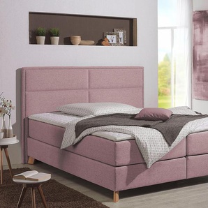 Boxspringbett HOME AFFAIRE Caria Komplettbetten Gr. Struktur, Liegefläche B/L: 140 cm x 200 cm Betthöhe: 50 cm, Gewicht bis: 100 kg H3, 7-Zonen-Tonnentaschen-Federkernmatratze, rosa Boxspringbetten ohne Bettkasten Komplettbetten in 5 Breiten, 3