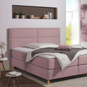 Boxspringbett HOME AFFAIRE Caria Komplettbetten Gr. Struktur, Liegefläche B/L: 140 cm x 200 cm Betthöhe: 50 cm, Gewicht bis: 80 kg H2, 7-Zonen-Tonnentaschen-Federkernmatratze, rosa Boxspringbetten ohne Bettkasten Komplettbetten in 5 Breiten, 3