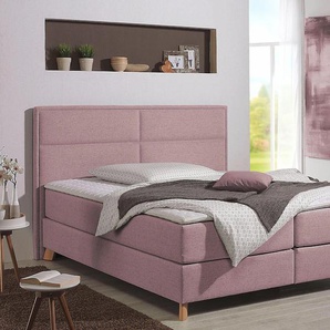 Boxspringbett HOME AFFAIRE Caria Komplettbetten Gr. Struktur, Liegefläche B/L: 160 cm x 200 cm Betthöhe: 50 cm, H2 + H2, Bonnell-Federkernmatratze, rosa Boxspringbetten ohne Bettkasten Komplettbetten in 5 Breiten, 3 Matratzen-Ausführungen, 2 Härtegraden,
