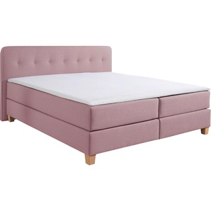Boxspringbett HOME AFFAIRE Fargo Komplettbetten Gr. Struktur fein, Liegefläche B/L: 200 cm x 220 cm Betthöhe: 50 cm, H2, 7-Zonen-Tonnentaschen-Federkernmatratze, lila (flieder) Boxspringbetten ohne Bettkasten in Überlänge 220 cm, mit Topper, 3