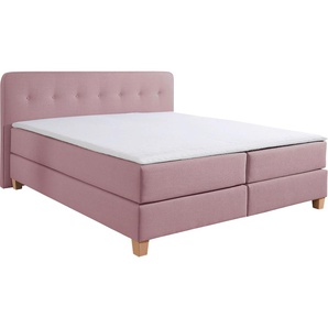 Boxspringbett HOME AFFAIRE Fargo Komplettbetten Gr. Struktur fein, Liegefläche B/L: 200 cm x 220 cm Betthöhe: 50 cm, H2, 7-Zonen-Tonnentaschen-Federkernmatratze, lila (flieder) Boxspringbett Boxspringbetten ohne Bettkasten