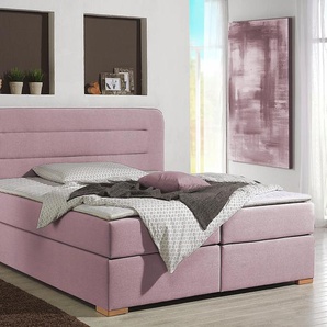 Boxspringbett HOME AFFAIRE Manchester Komplettbetten Gr. Struktur, Liegefläche B/L: 100 cm x 200 cm Betthöhe: 54 cm, Gewicht bis: 80 kg H2, 7-Zonen-Tonnentaschen-Federkernmatratze, rosa (rosé) Boxspringbetten ohne Bettkasten Komplettbetten 5 Breiten, 3