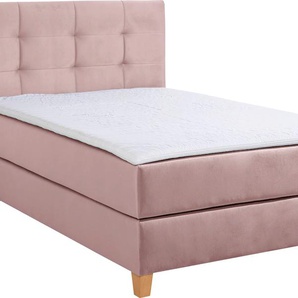 Boxspringbett HOME AFFAIRE Moulay Komplettbetten Gr. Samtstoff, Liegefläche B/L: 120 cm x 200 cm, Gewicht bis: 100 kg H3, 7-Zonen-Tonnentaschen-Federkernmatratze, lila (flieder) Boxspringbetten ohne Bettkasten inkl. Topper, in 3 Härtegraden, TFK auch