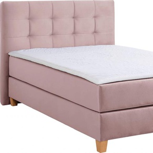 Boxspringbett HOME AFFAIRE Moulay Komplettbetten Gr. Samtstoff, Liegefläche B/L: 140 cm x 200 cm, Gewicht bis: 80 kg H2, 7-Zonen-Tonnentaschen-Federkernmatratze, lila (flieder) Boxspringbetten ohne Bettkasten inkl. Topper, in 3 Härtegraden, TFK auch