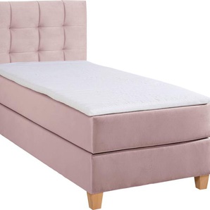 Boxspringbett HOME AFFAIRE Moulay Komplettbetten Gr. Samtstoff, Liegefläche B/L: 90 cm x 200 cm, Gewicht bis: 100 kg H3, 7-Zonen-Tonnentaschen-Federkernmatratze, lila (flieder) Boxspringbetten ohne Bettkasten inkl. Topper, in 3 Härtegraden, TFK auch