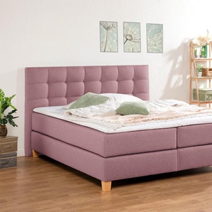 Boxspringbett HOME AFFAIRE Moulay Komplettbetten Gr. Struktur fein, Liegefläche B/L: 140 cm x 220 cm Betthöhe: 50 cm, Gewicht bis: 100 kg H3, Bonnell-Federkernmatratze, lila (flieder) Boxspringbetten ohne Bettkasten inkl. Topper, in Überlänge 220 cm, 3