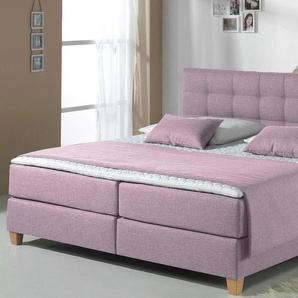 Boxspringbett HOME AFFAIRE Moulay Komplettbetten Gr. Struktur fein, Liegefläche B/L: 200 cm x 220 cm Betthöhe: 50 cm, Gewicht bis: 100 kg H3, Bonnell-Federkernmatratze, lila (flieder) Boxspringbetten ohne Bettkasten inkl. Topper, in Überlänge 220 cm, 3
