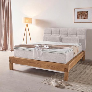 Boxspringbett HOME AFFAIRE Villads Komplettbetten Gr. Flachgewebe Polyester Topper Premium, Liegefläche B/L: 160 cm x 200 cm Betthöhe: 55 cm, Gewicht bis: 120 kg + 120 kg H4 + H4, 7-Zonen-Taschen-Federkernmatratze, grau (platinum) Boxspringbetten ohne