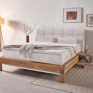 Boxspringbett HOME AFFAIRE Villads Komplettbetten Gr. Flachgewebe Polyester Topper Basic, Liegefläche B/L: 180 cm x 200 cm Betthöhe: 55 cm, Gewicht bis: 100 kg + 120 kg H3 + H4, 7-Zonen-Taschen-Federkernmatratze, grau (platinum) Boxspringbetten ohne