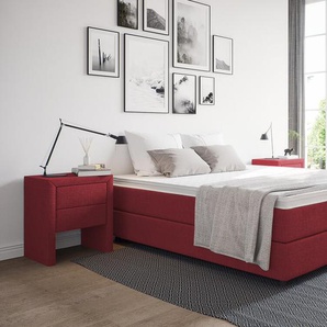 Boxspringbett Hugo ohne Kopfteil 100 x 210 cm Burgundy