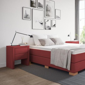 Boxspringbett Hugo ohne Kopfteil 100 x 210 cm Rot