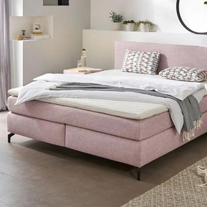 Boxspringbett INOSIGN Alinas Komplettbetten Gr. Strukturstoff, Liegefläche B/L: 180 cm x 200 cm, Gewicht bis: 85 kg H2, Bonnell-Federkernmatratze, rosa (altrosa 369, 05) Boxspringbett Boxspringbetten ohne Bettkasten mit Topper und Zierkissen,