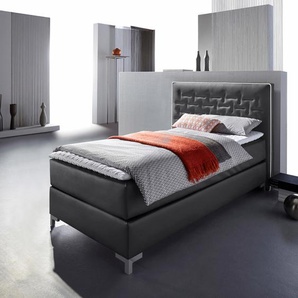 Boxspringbett INOSIGN Coos Komplettbetten Gr. Kunstleder, Liegefläche B/L: 100 cm x 200 cm Betthöhe: 50 cm, Gewicht bis: 100 kg H3, 7-Zonen-Kaltschaummatratze, schwarz (schwarz, weiß) Boxspringbetten ohne Bettkasten Komplettbetten mit besonderer Steppung