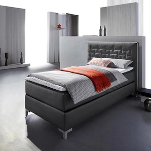 Boxspringbett INOSIGN Coos Komplettbetten Gr. Kunstleder, Liegefläche B/L: 100 cm x 200 cm Betthöhe: 50 cm, Gewicht bis: 100 kg H3, 7-Zonen-Tonnentaschen-Federkernmatratze, schwarz (schwarz, weiß) Boxspringbetten ohne Bettkasten Komplettbetten mit