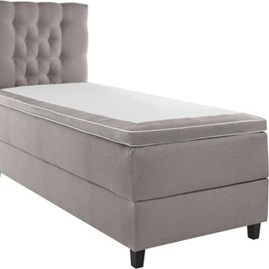 Boxspringbett INOSIGN Kaarlo Komplettbetten Gr. Struktur fein Holzwerkstoff mit Kopfteil Rhombus, Liegefläche B/L: 90 cm x 200 cm Betthöhe: 70 cm, kein Härtegrad, Bonnell-Taschenfederkernmatratze, grau (taupe) Boxspringbetten ohne Bettkasten mit oder