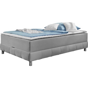 Boxspringbett INOSIGN Komplettbetten Gr. Samtstoff, Liegefläche B/L: 90 cm x 220 cm, Gewicht bis: 80 kg H2, Bonnell-Federkernmatratze, silberfarben (silber) Boxspringbetten mit Bettkasten
